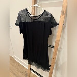 VENUS Black Mesh Short Sleeve Top